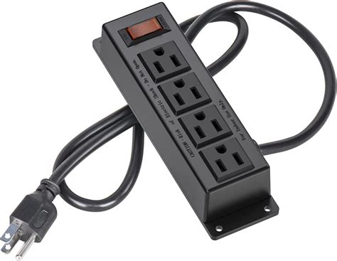 Wall Mount Power Outlet Strip, 4 Outlet Mountable 